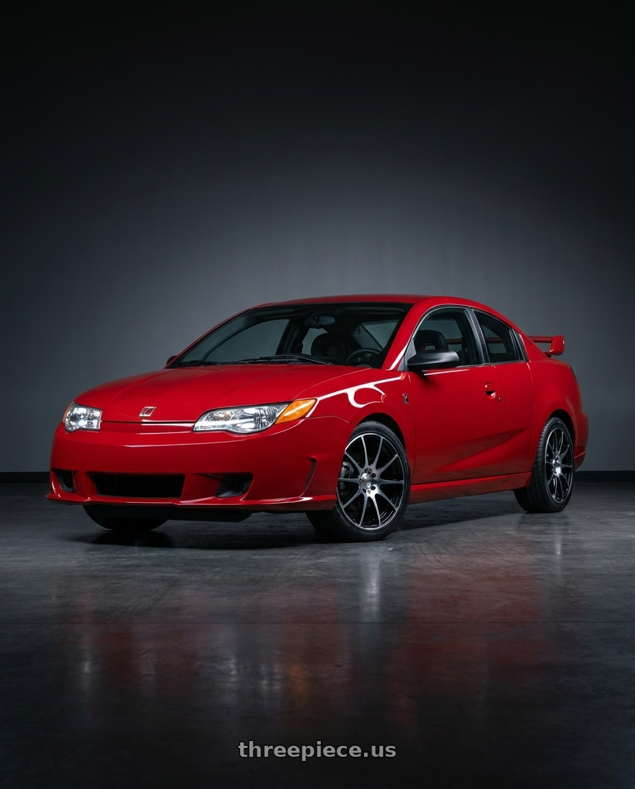 2005 Saturn Ion Redline Chili Pepper Red with Maxxim 44B Champ 5X110/5X115 17x7 +40 Machined Face w/Gloss Black wheels