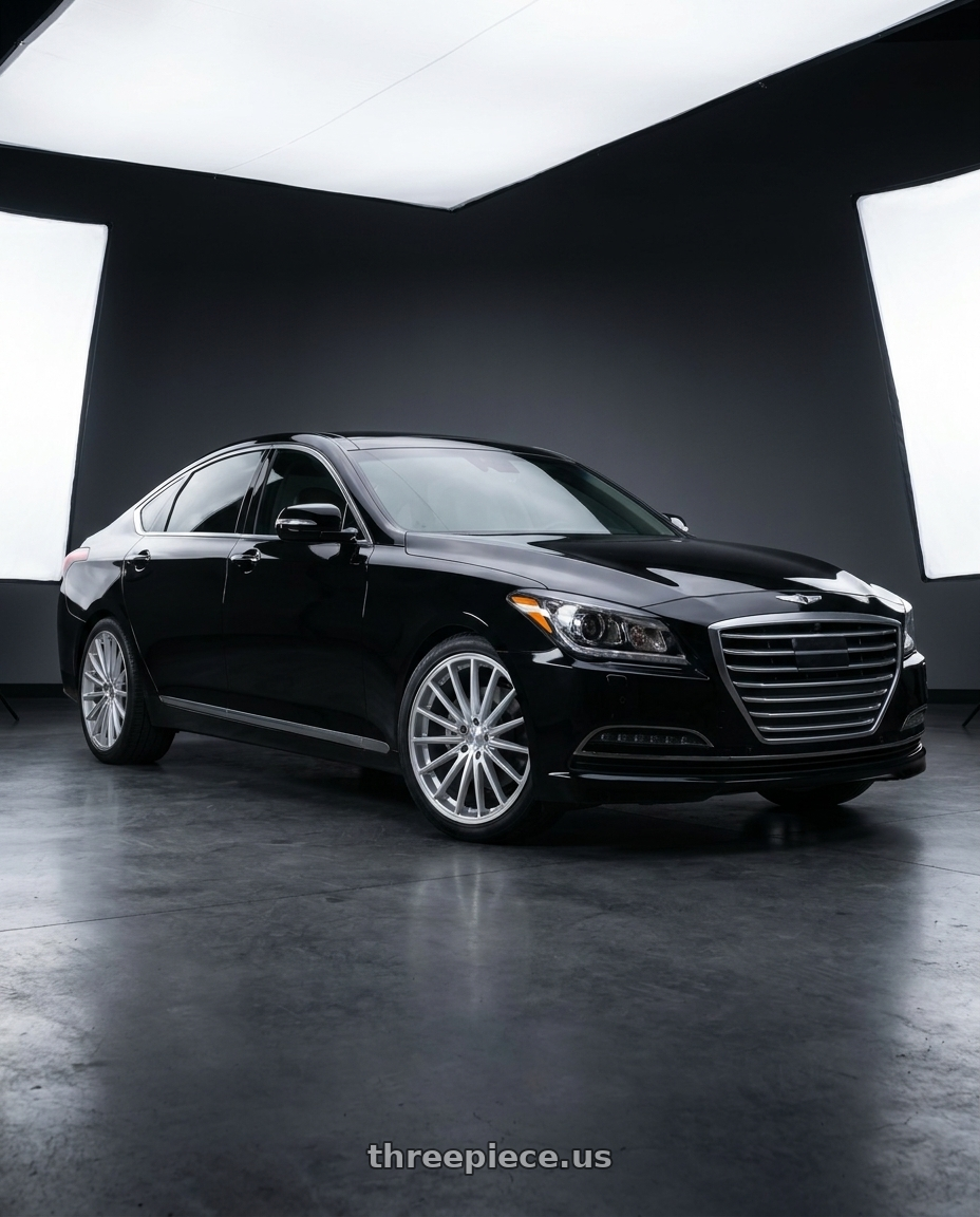 2016 Hyundai Genesis 3 8 with DOLCE PERFORMANCE GHOST 5x114.3 19x8.5 +35 Gloss Silver Machined Face wheels