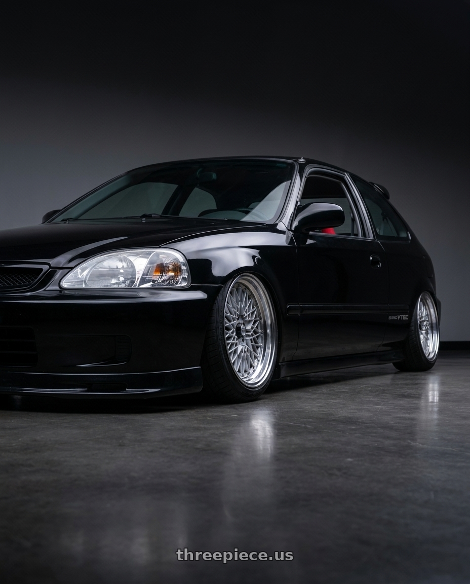 2000 honda civic hatchback with SSR Formula MESH 4X100 16X7+13 NR Disk Fm Silver wheels