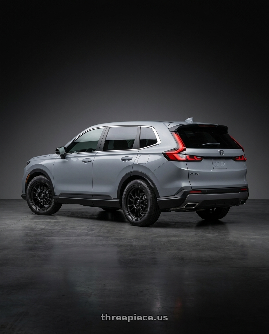 2027 Honda Crv with Konig Hypergram 5x114.3 17x9+25 Matte Black wheels rear three quarter view square tires