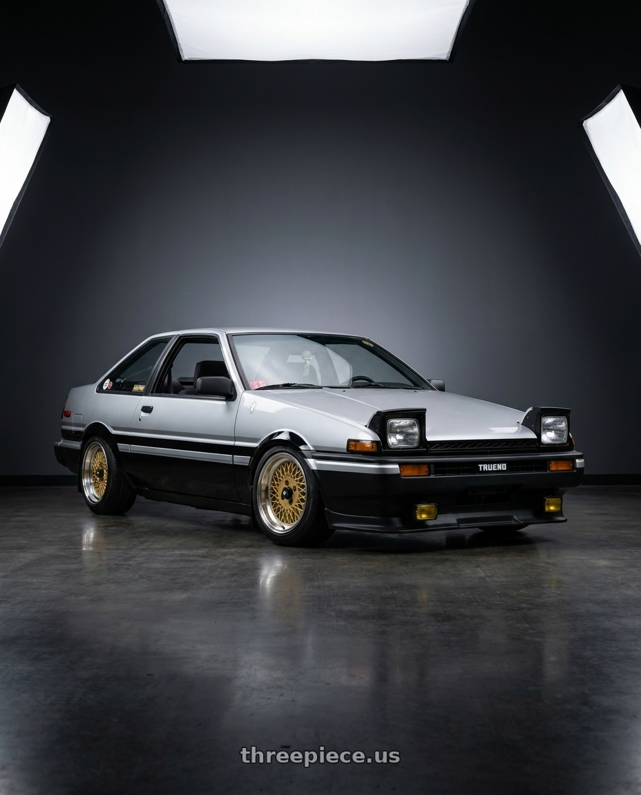 1986 Toyota Corolla  with Enkei Enkei92 Classic Line 4x114.3 15x7+38 Gold wheels
