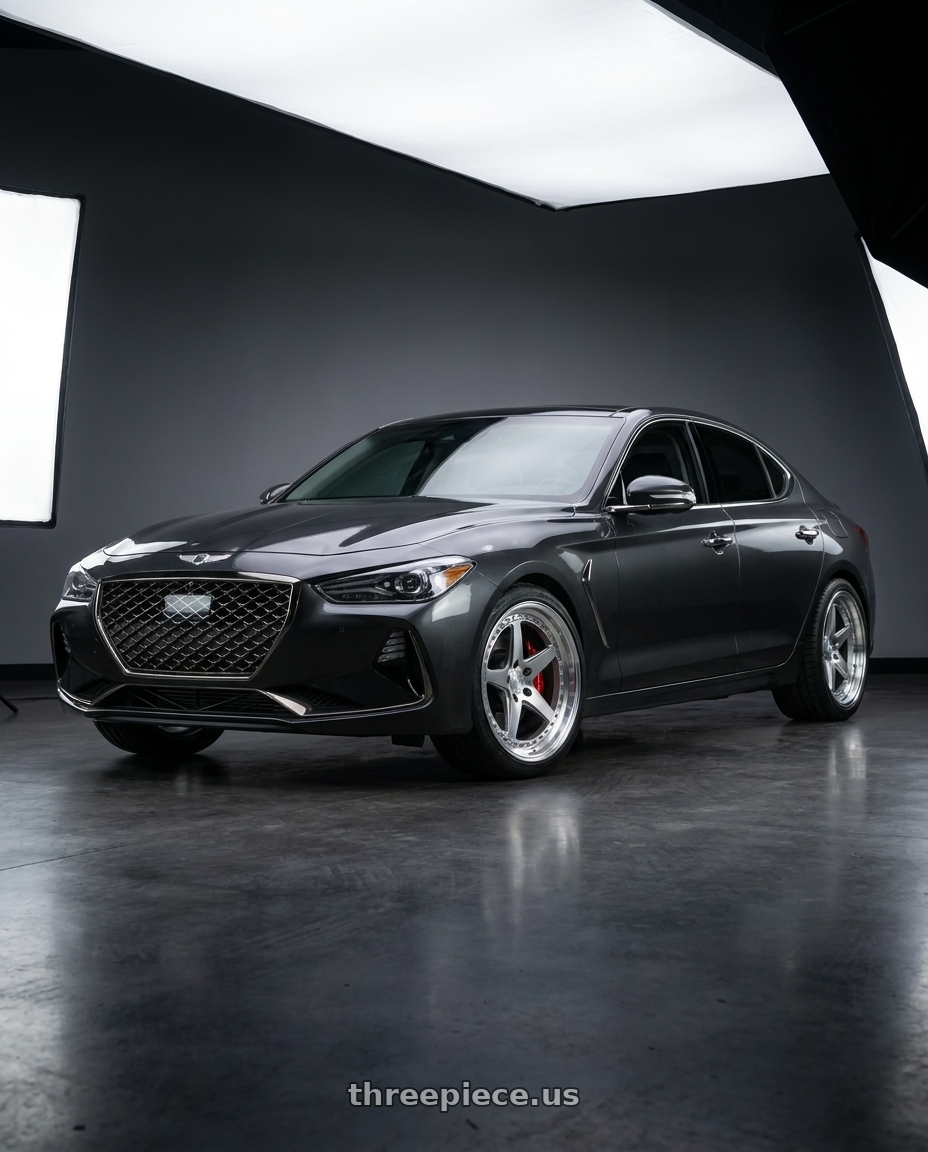 2019 Genesis G70 with Aodhan DS05 5x114.3 19x11+15 Silver w/Machined Face wheels