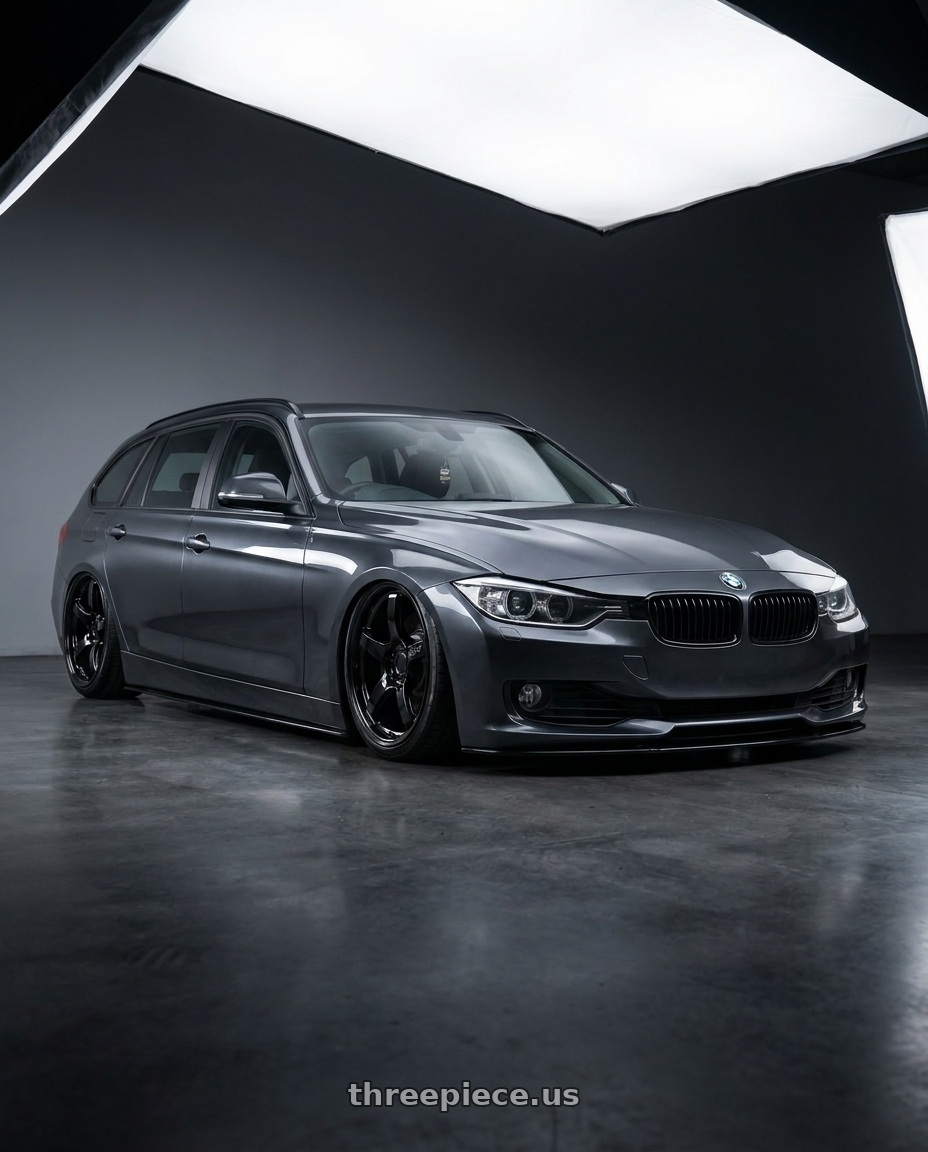2016 BMW 3 Series F30 with Gram Lights 57CR 5x120 19x9.5+35 Glossy Black wheels