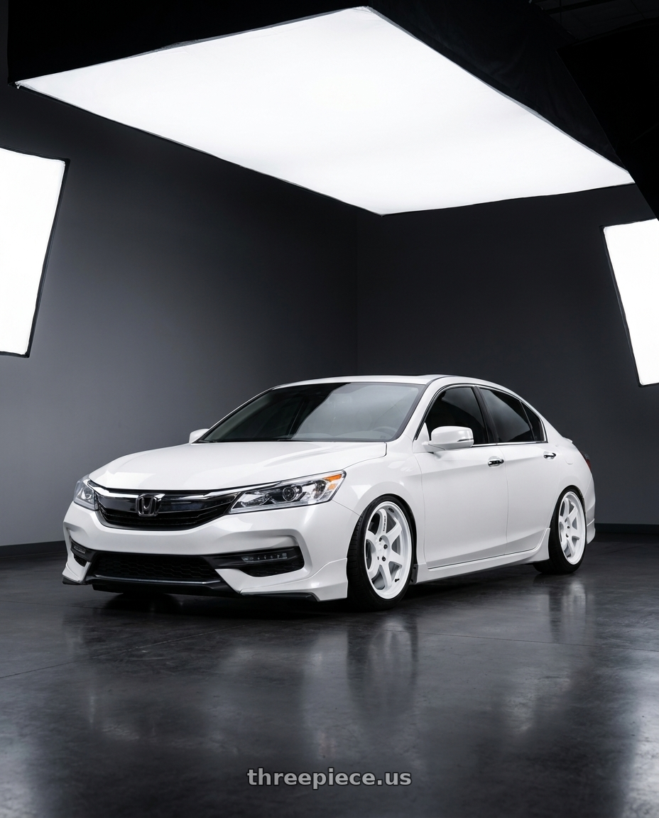 2016 Honda accord with Heritage Wheel EBISU MonoC 5x105 18x8.5+35 White wheels