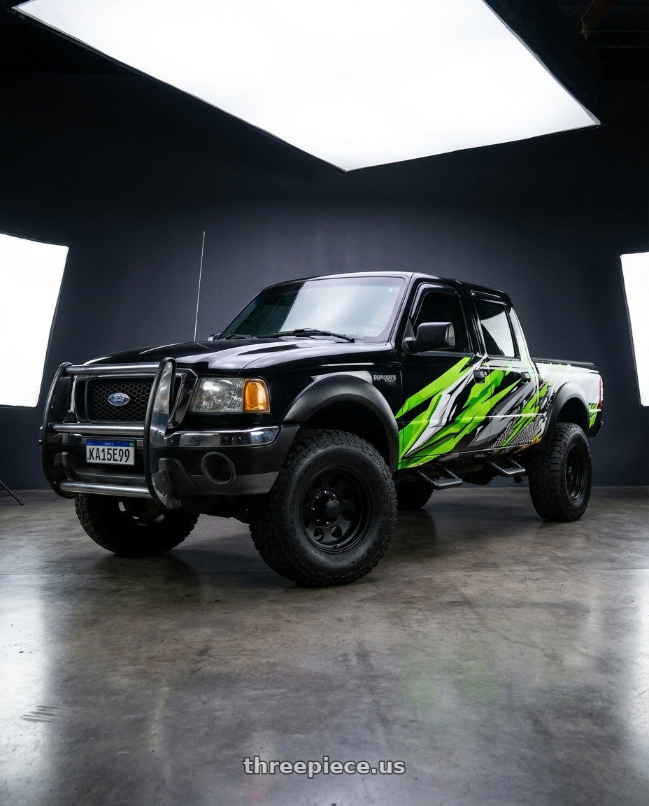 Ford ranger 3.0 powerstroke 2005 cabine dupla adesivada com gráfico with Pacer 164B LT Mod Black 8x165.1 16x8 -06 Matte Black wheels