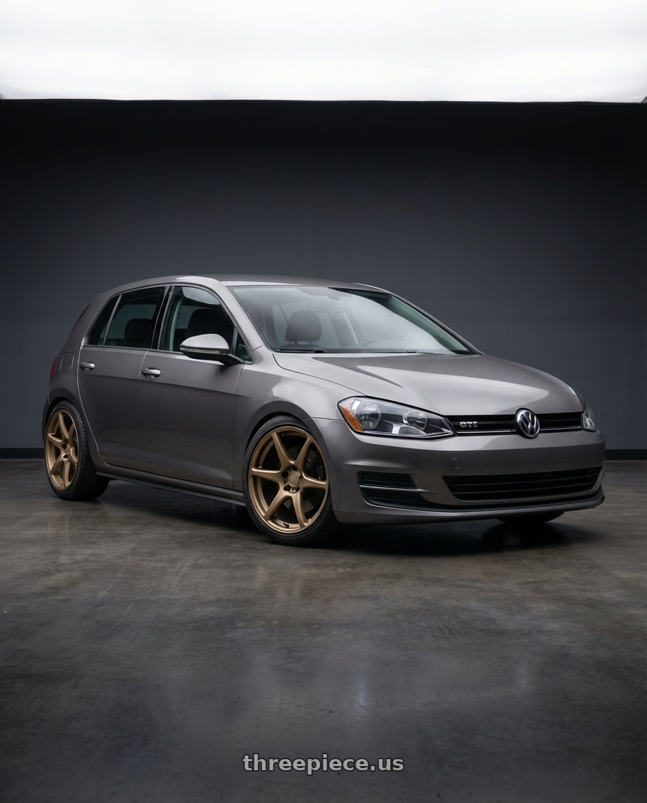 2019 Volkswagen GTI MK7 with Kansei K11B Tandem 5X112 18x8.5 35 Bronze wheels front three quarter view lowered stance