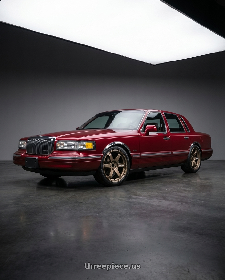 1991 Lincoln TownCar with Volk Racing TE37 Ultra M Spec 5x112 19x9.5+23 19x10.5+35 Bronze Almite Toyota Supra MK5 Spec wheels