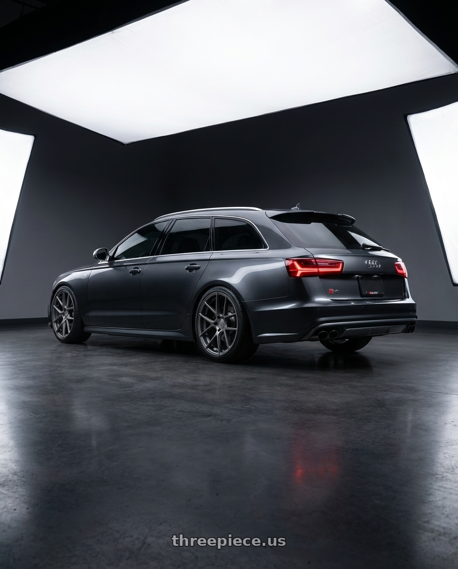 2016 Audi S6 C7 with Avant Garde Wheels M510 5X112 20x10 +25 Dolphin Grey wheels rear three quarter view square tires