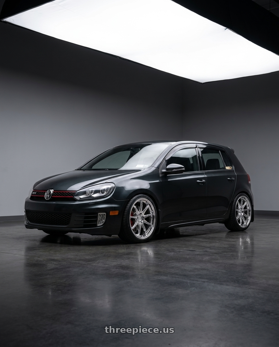 2014 VW GTI Wolfsburg Ed with KATANA RACING HR06 5x112 18x8.5 +35 Chrome wheels