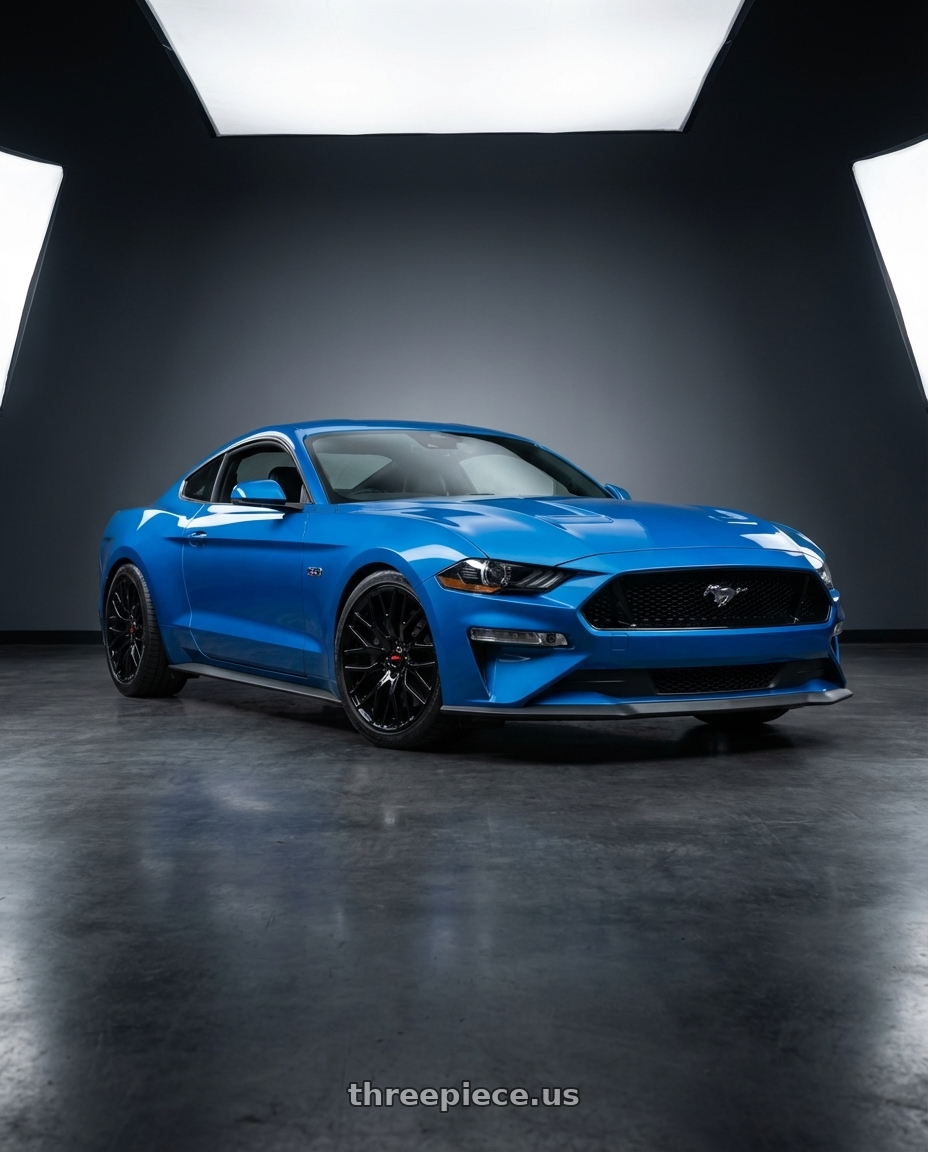 2022 Ford Mustang GT with Vossen HF-5 19x8.5 / 5x114.3 / ET32 / Flat Face / 73.1 - Gloss Black Wheel - HF5-9N60 wheels