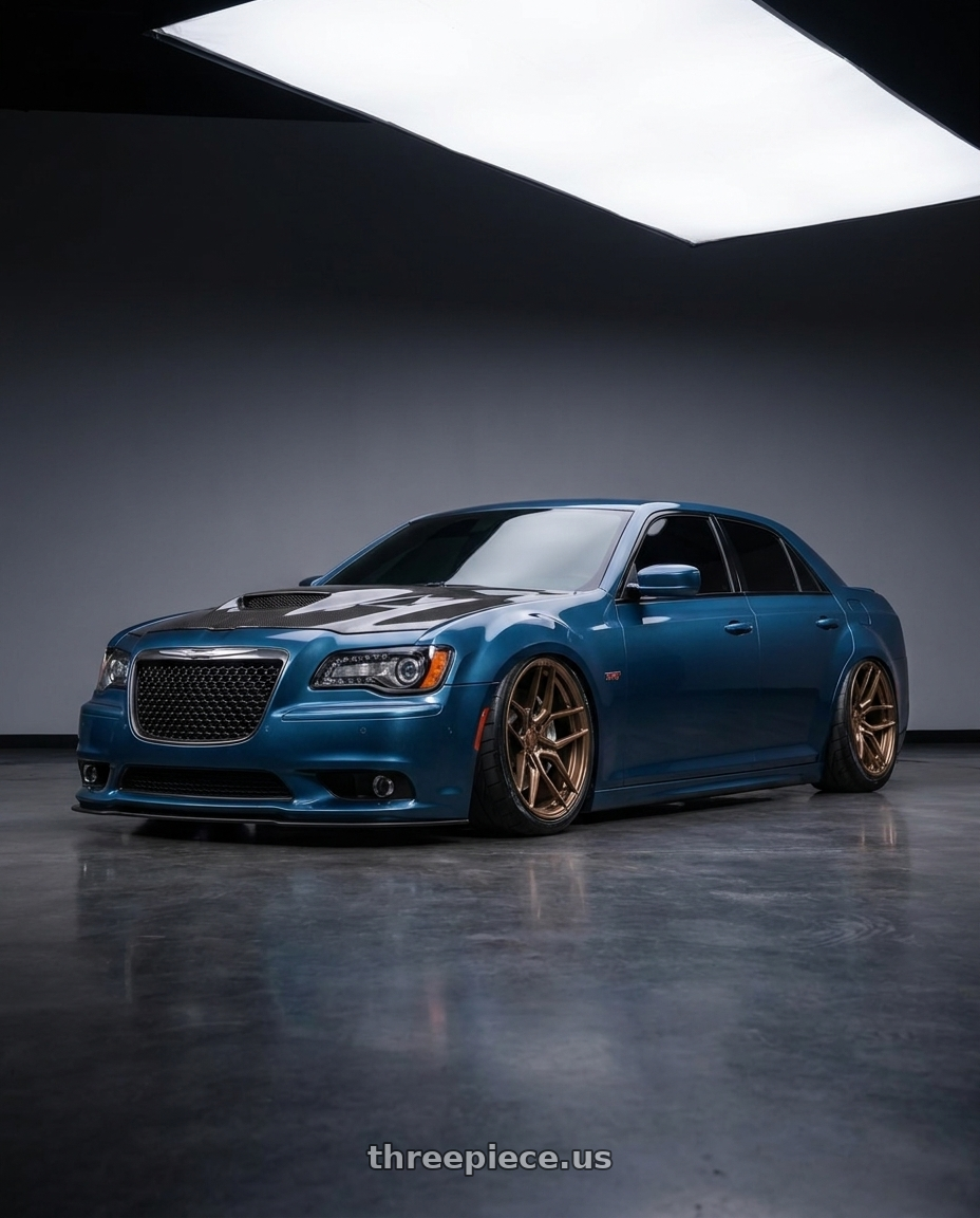 2015 Chrysler 300 srt8 dark with Rohana RFX11 5x112 21x9 +35 Brushed Bronze wheels