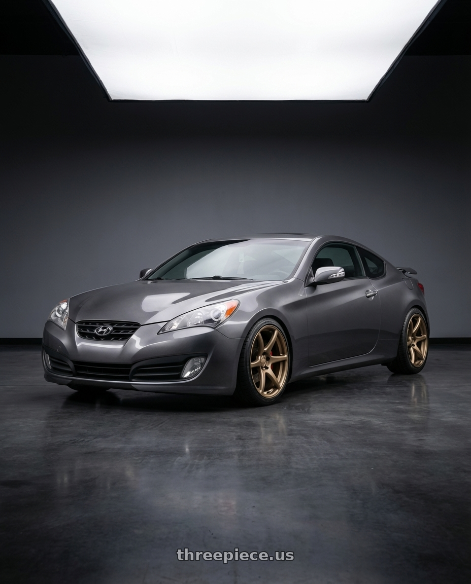 2014 Hyundai Genesis Coupe with Kansei K11B Tandem 5x114.3 19x10.5 22 Bronze wheels