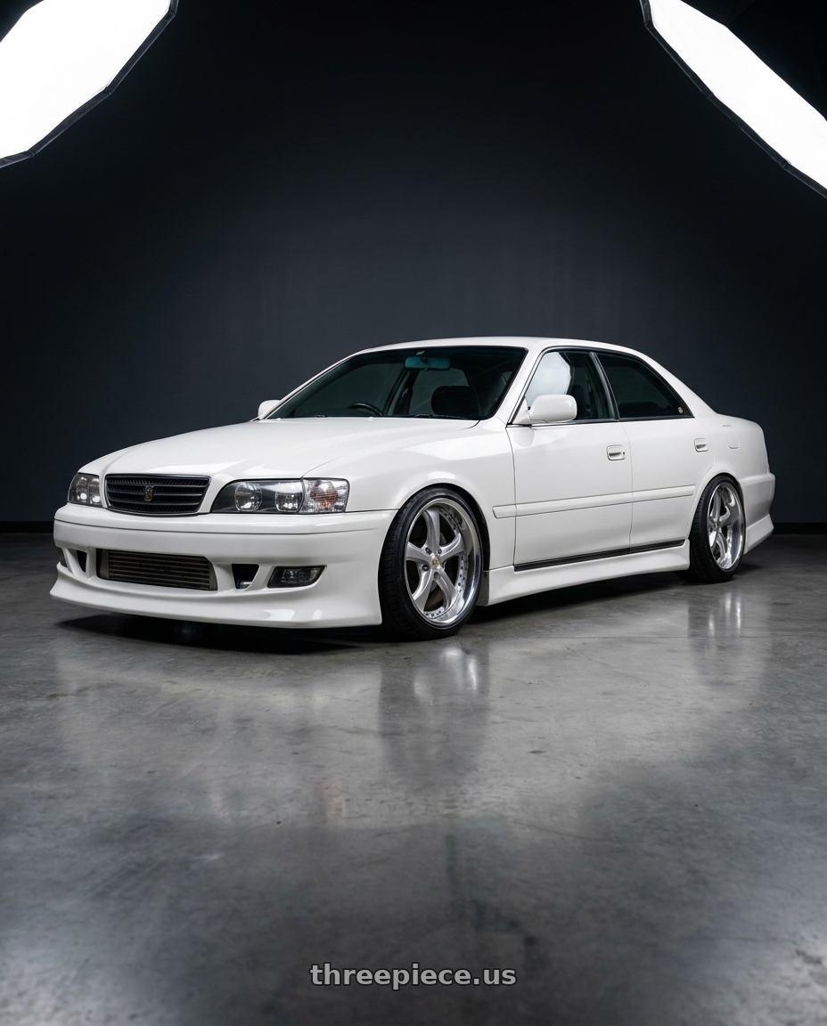 1996 Toyota chaser with Work Wheels VS-KF 5x114.3 18x9.5+22 Light Grey Silver L Disk FULL REVERSE wheels