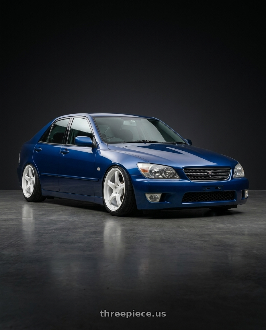 1999 Toyota altezza blue with Gram Lights 57CR 5x120 18x9.5+38 Ceramic Pearl wheels