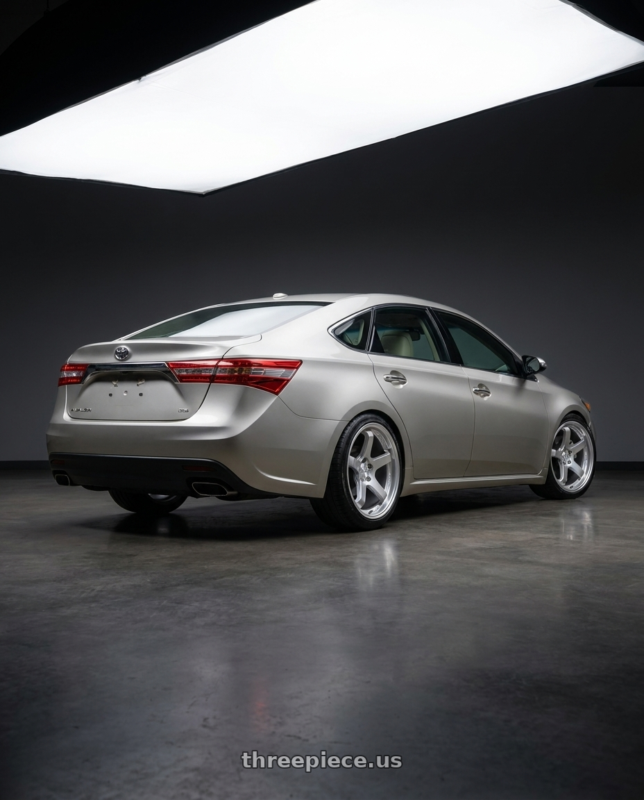 2013 toyota avalon with KATANA RACING HR05 5x114.3 18x8.5 +35 Hyper Silver wheels rear three quarter view slight stretch tires