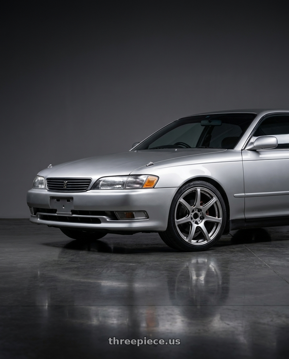 1995 Toyota Mark 2 with Work Emotion T7r 5x100 18x10.5 +12 Gt Silver wheels