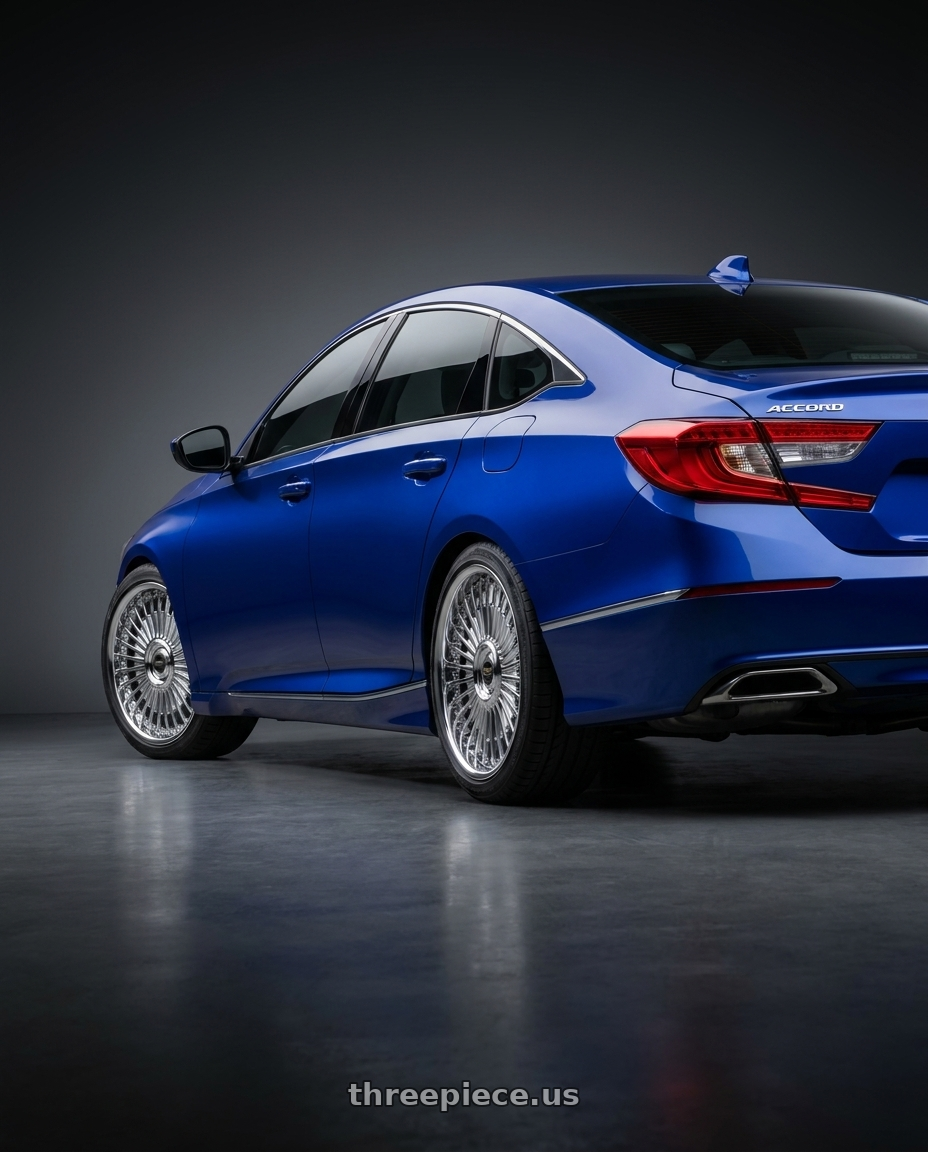 2020 Honda accord  with Work Emitz Chrome 5x114.3 19x8.0 +45 wheels rear three quarter view square tires