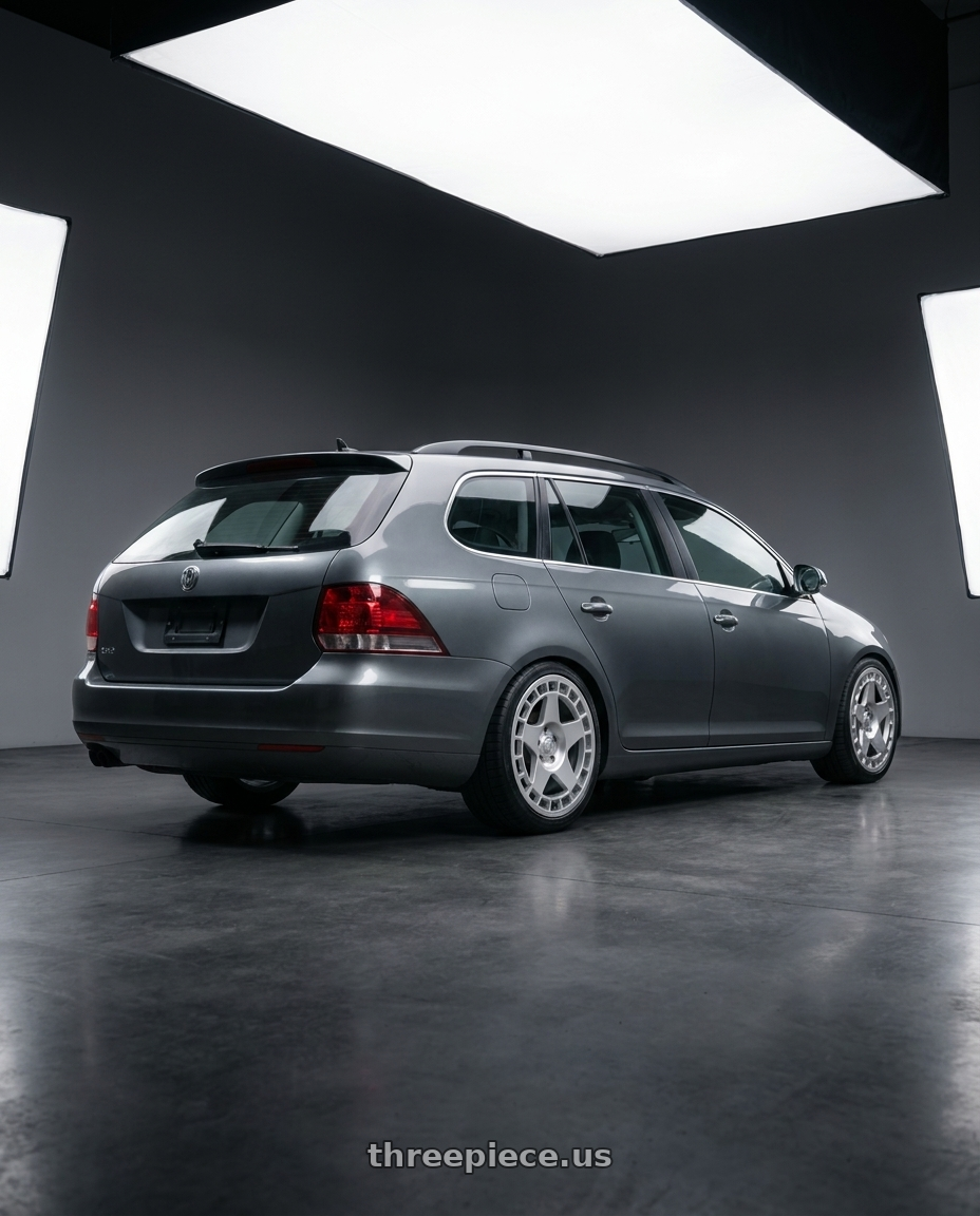2013 golf Sportwagen  with fifteen52 TURBOMAC 5x112 17X7.5 +40 SPEED SILVER (GLOSS SILVER) wheels rear three quarter view square tires