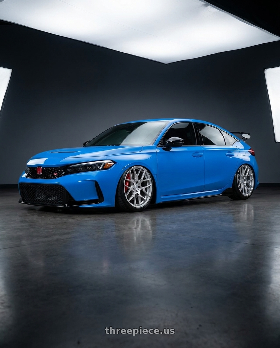 2020 Honda Civic Type R with Aodhan AFF2 5x120 19x9.5+35 Gloss Silver Machined Face wheels