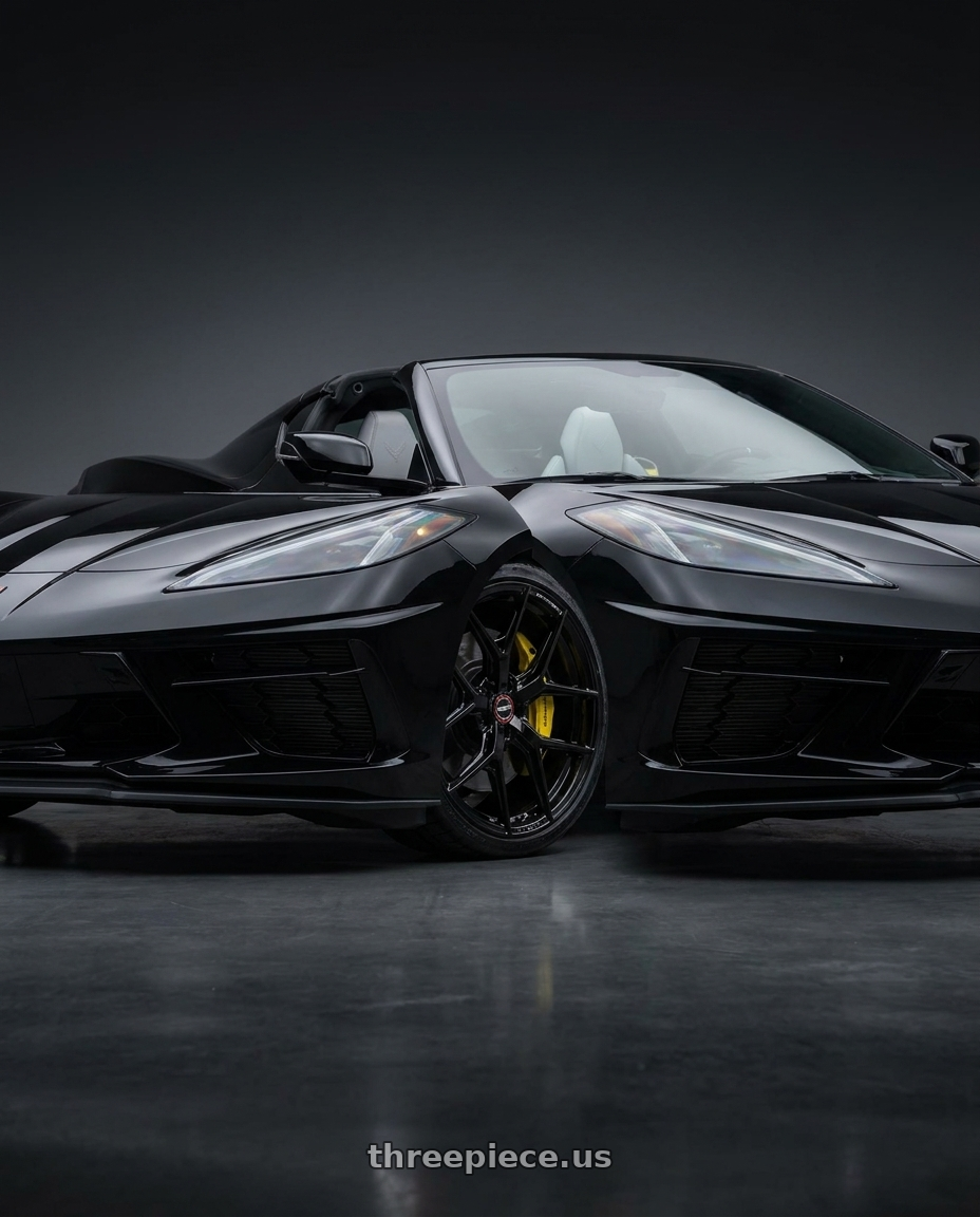 2026 chevrolet corvette grand sport with VOSSEN HF-5 5X120.65 19x10 +28 GLOSS BLACK wheels