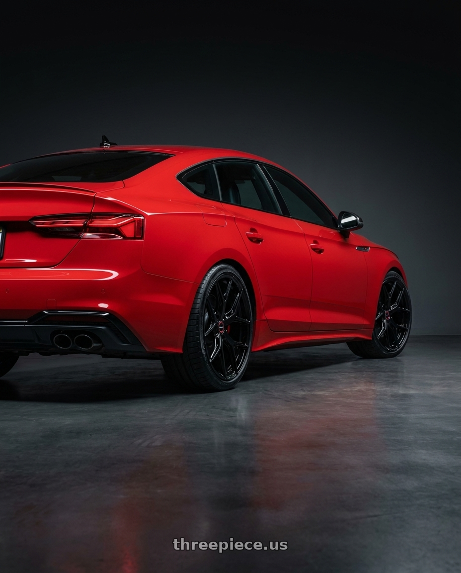 2025 audi s5 with VOSSEN HF-5 5X114.3 19x9.5 +40 GLOSS BLACK wheels rear three quarter view square tires