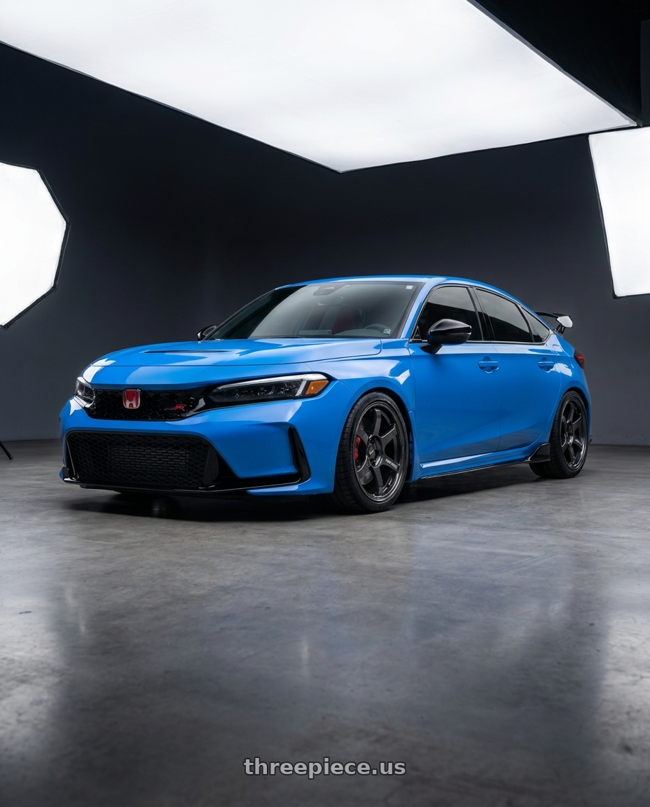 2025 honda civic type r with Volk Racing TE37 Saga S-Plus 5x114.3 18x8.5+42 Diamond Dark Gunmetal wheels