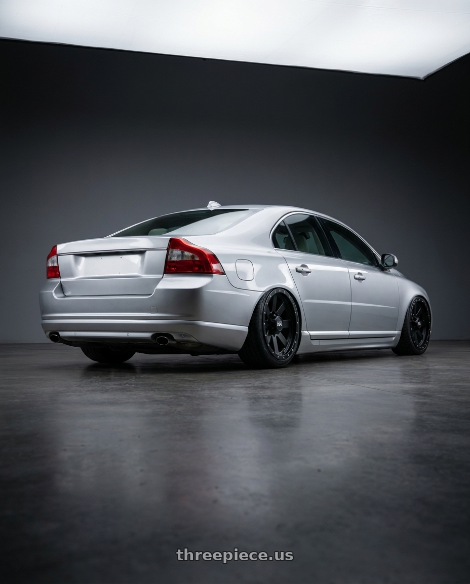 2012 S80 t5 turbo with Ion Type 134 8x165.1 20x10-19 Matte Black/Black Beadlock wheels rear three quarter view slight stretch tires