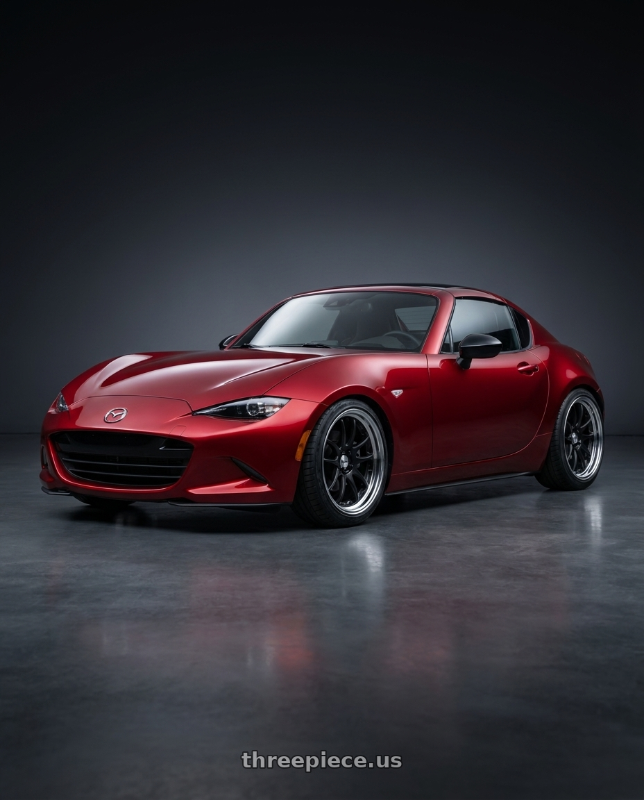 2024 mazda mx5 with Work Cr 2P 4x100 17x8.0 +38 Matte Black wheels