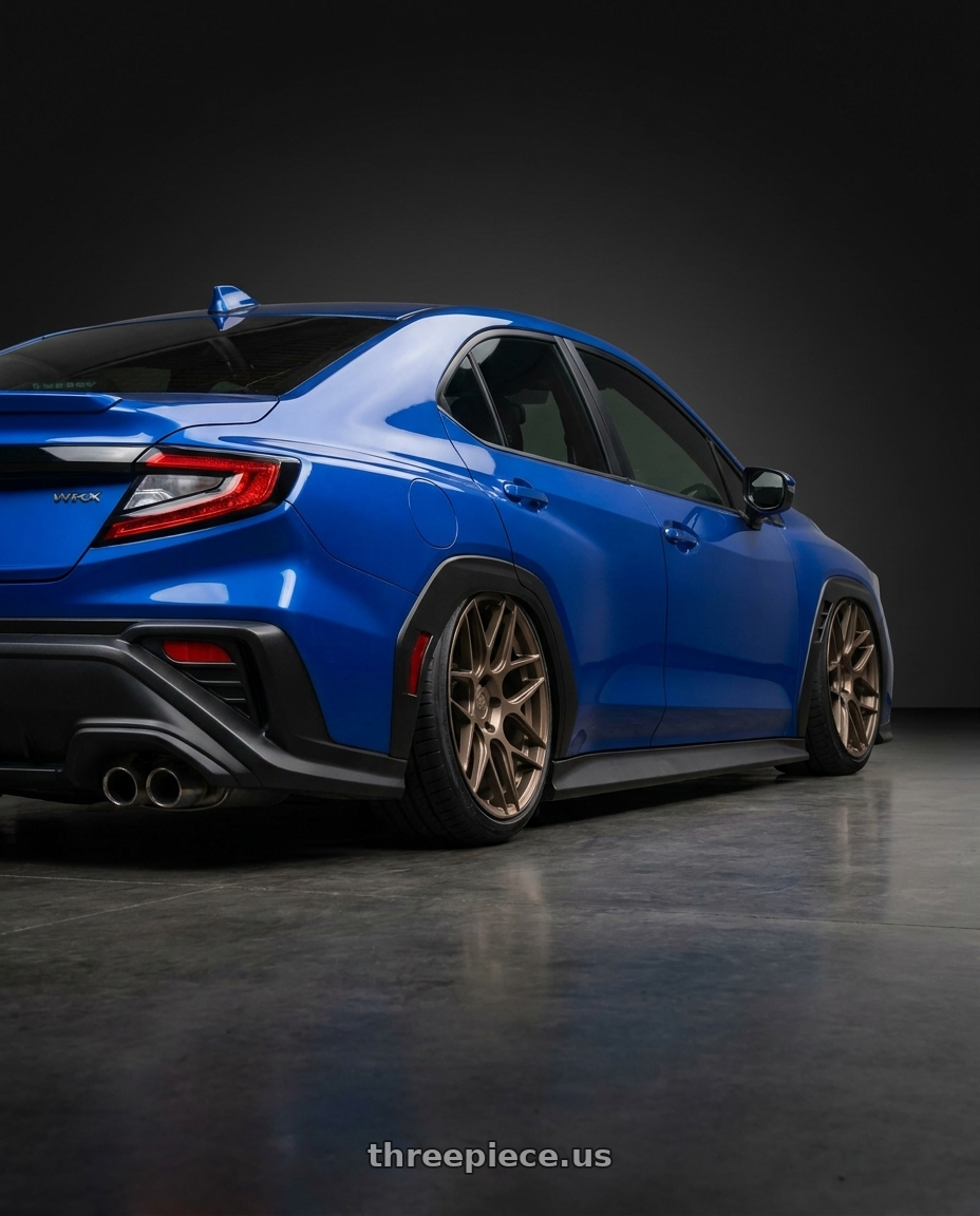 2024 Subaru WRX with Aodhan AFF2 5x114.3 19x8.5+35 Matte Bronze wheels rear three quarter view slight stretch tires