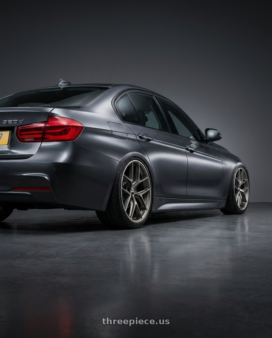 2018 bmw 320d with BBS CC-R 5x112 19x8.5+40 Satin Platinum wheels rear three quarter view extreme stretch tires