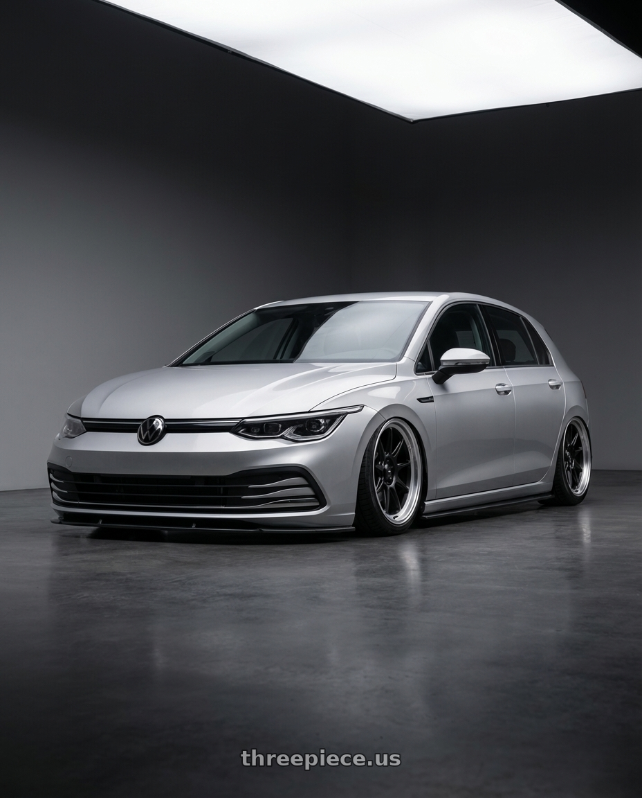 2024 Volkswagen Golf R MK8 with Konig Countergram 5x112 19x9.5+30 Matte Black / Matte Machined Lip wheels