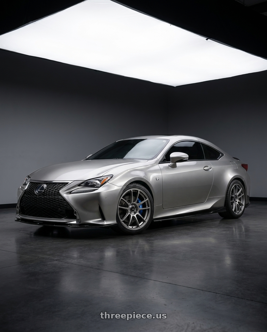 2016 Lexus RC 350 F Sport with Konig Heliogram 5X114.3 19x9.5+35 Titanium Metallic Knurled Bead Flow Formed wheels