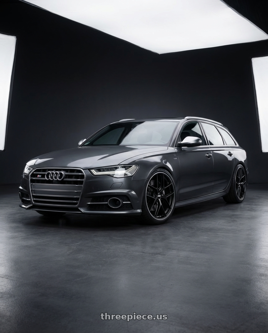 2016 Audi S6 C7 with BBS CC-R 5x112 20x9.5+20 Satin Black wheels front three quarter view lowered stance