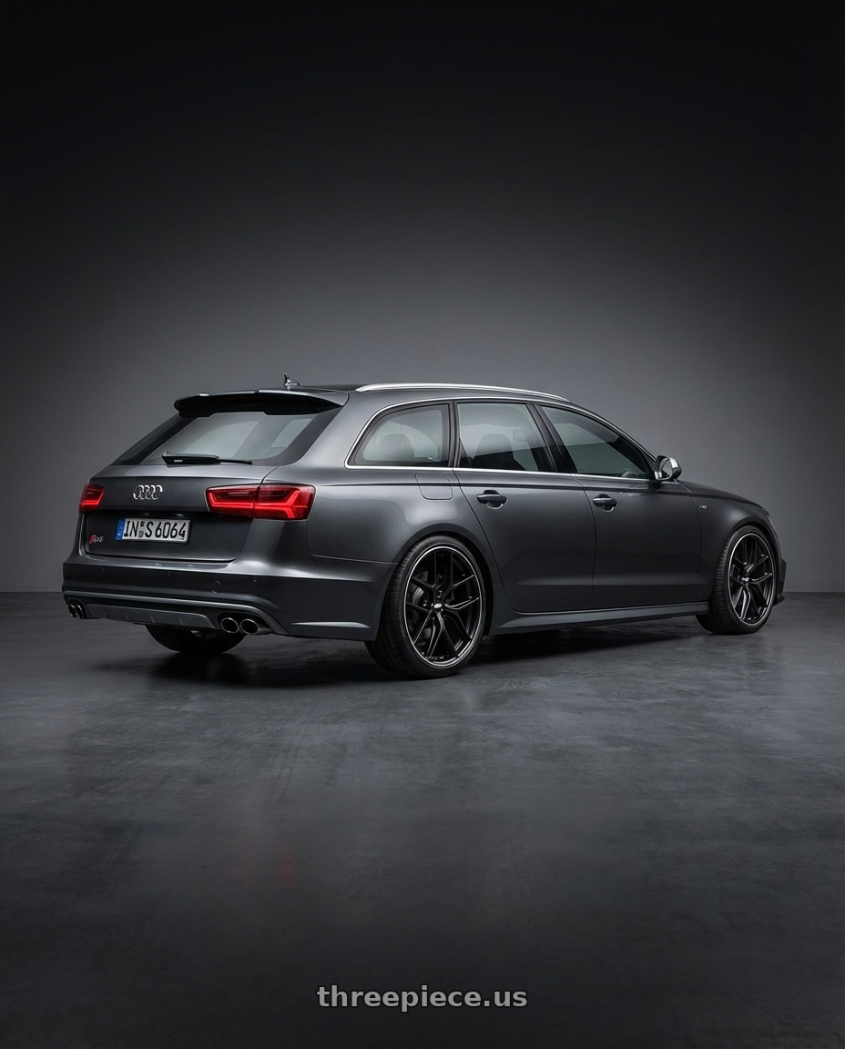 2016 Audi S6 C7 with BBS CC-R 5x112 20x9.5+20 Satin Black wheels rear three quarter view square tires