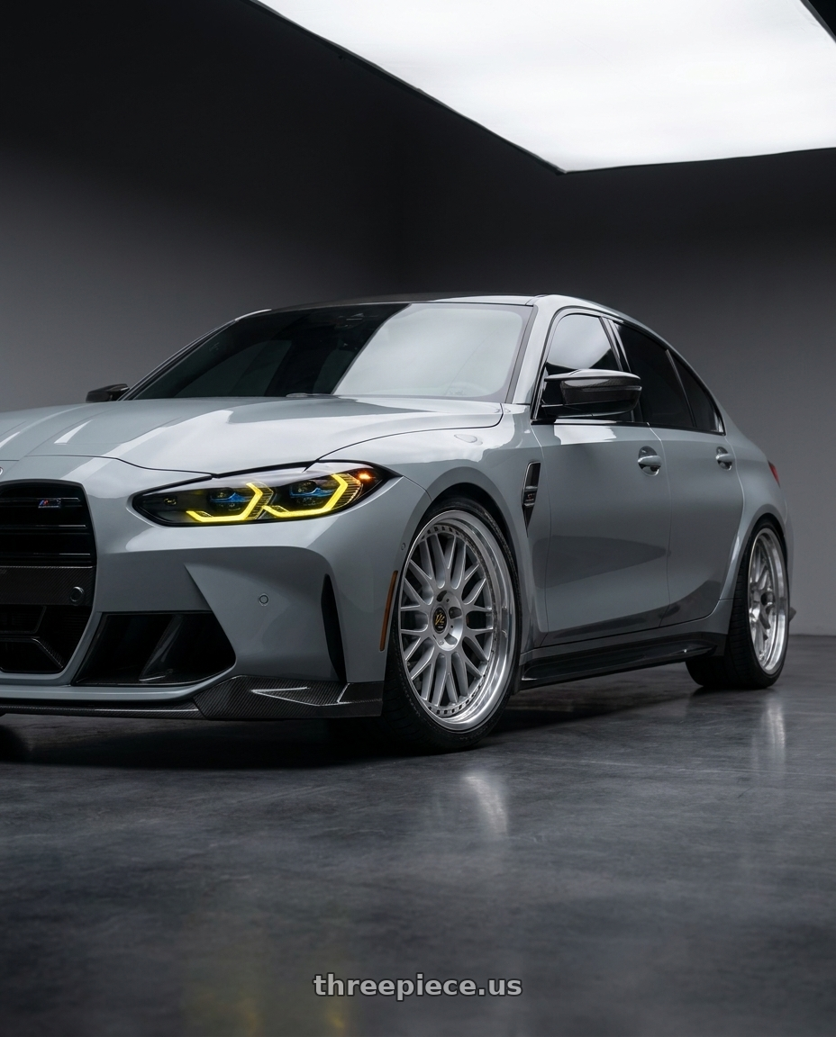 2023 BMW m3 Comp X-drive with Work Vs-Xx 5x100 18x8+13 A Disk Light Grey Silver wheels
