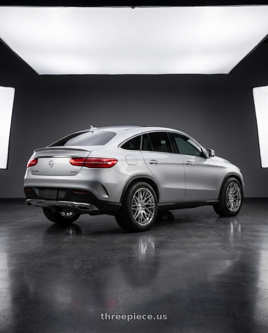 2016 Mercedes-Benz GLE450 AMG with Shift Formula 5x112 20x8 +35 Chrome wheels rear three quarter view meaty tires