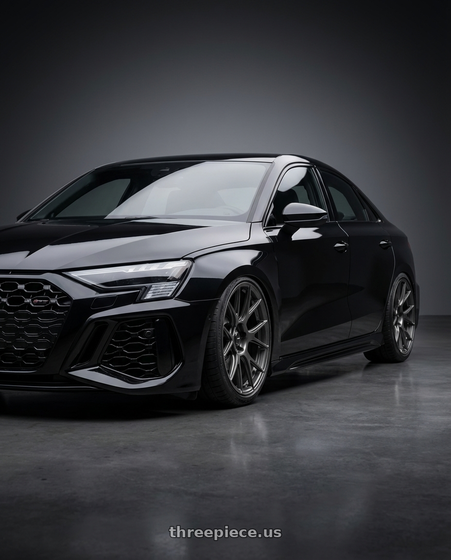 2022 Audi RS3 8Y with Konig Ampliform 5x112 19x8.5+32 Dark Metallic Graphite wheels