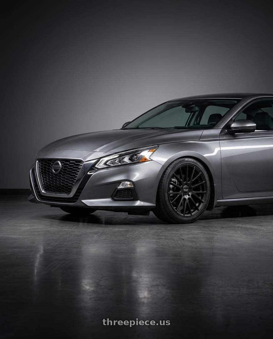 2021 Nissan Altima SV with American Racing AR904 5X114.3 16X7 +40 SATIN BLACK wheels