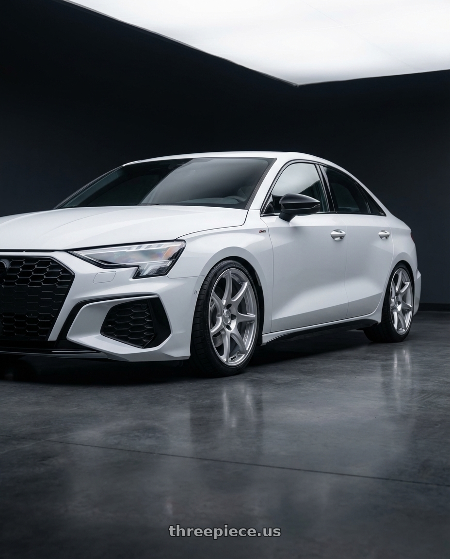 2024 Audi S3 8Y with Kansei K11S Tandem 5X112 19x9.5 22 Hyper Silver wheels