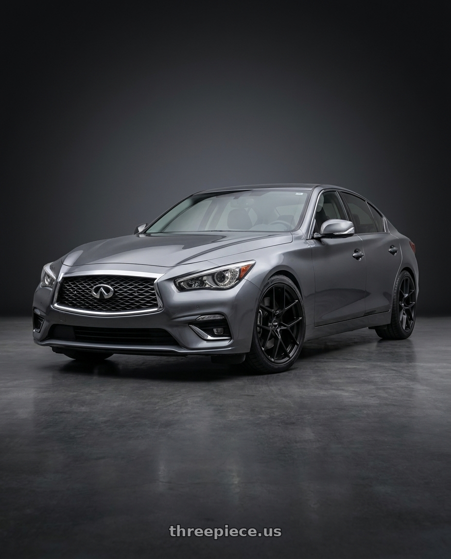 2021 Infiniti Q50 Red Sport with American Racing AR924 CROSSFIRE 5X114.3 20X10.5 +45 SATIN BLACK wheels