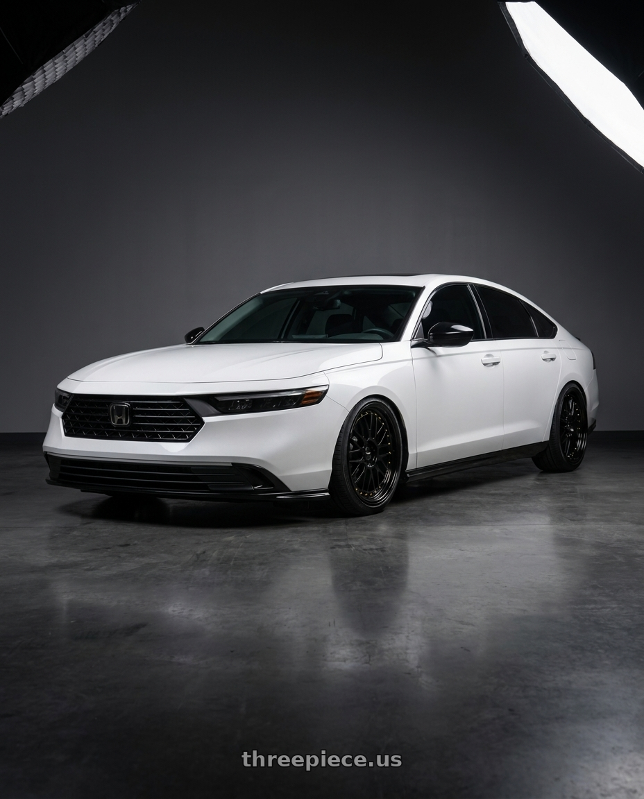 2026 Honda accord sport with Vors VR8 5x114.3 17x8  +35 All Black Gold Rivet wheels