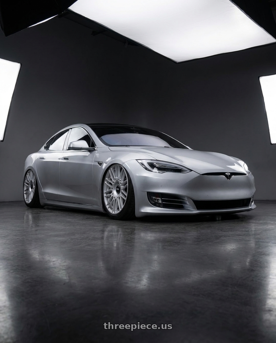 2018 tesla model s with Rotiform RC202 GRZ 5X112/5X120 20x8.5 +45 GLOSS SILVER wheels