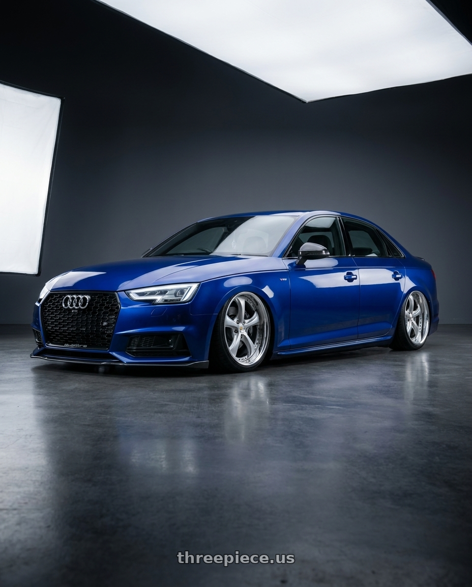 2018 audi a4 b9 with Work Wheels VS-KF 5x112 19x9+40 Light Grey Silver A Disk FULL REVERSE wheels