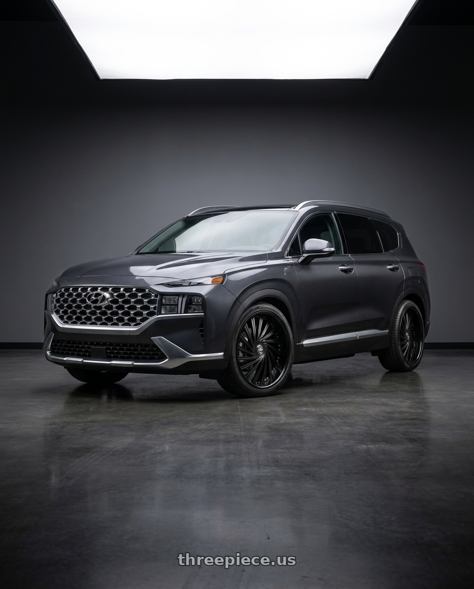 2021 Hyundai Santa Fe with DUB 2PC S241 DAZED 5X120.65/5X127 28X9 +5 MATTE BLACK DOUBLE DARK TINT wheels