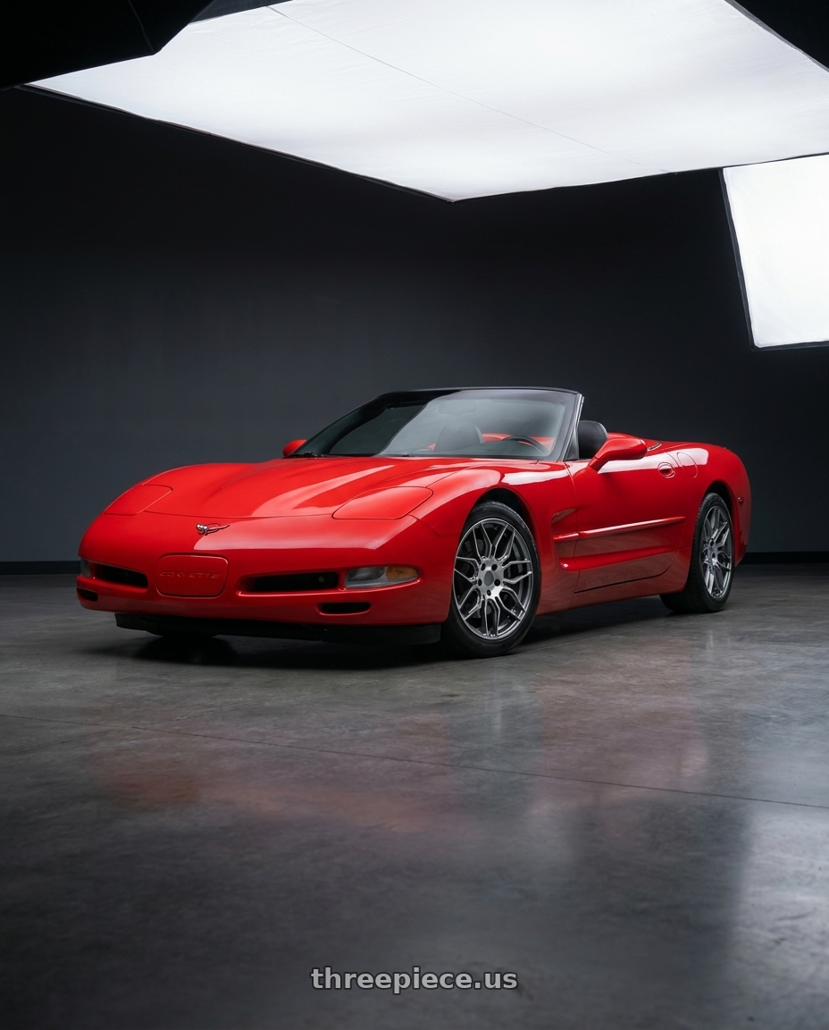 2000 Chevy Corvette Convertible with OE Wheels CV03C 5x120.65 18x8.5+52 Gloss Gunmetal Machined wheels