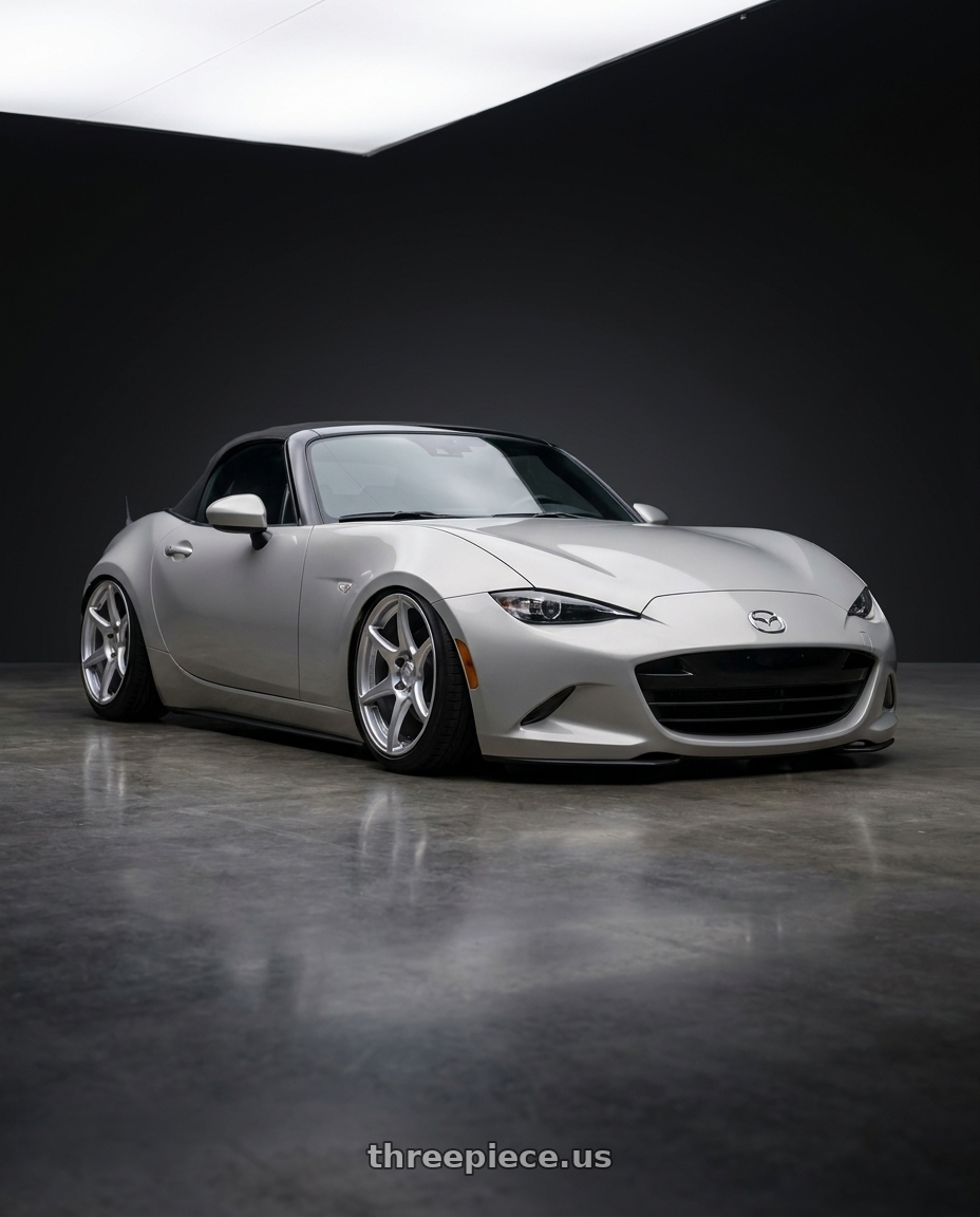 2021 Mazda MX-5 Miata ND with Kansei K11S Tandem 5x114.3 17x9 35 Hyper Silver wheels