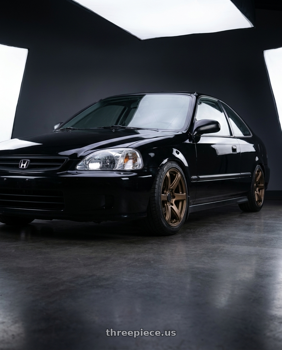 2000 Honda Civic HX Black with Enkei Cyclone 6x139.7 16x8+0 Bronze Paint wheels
