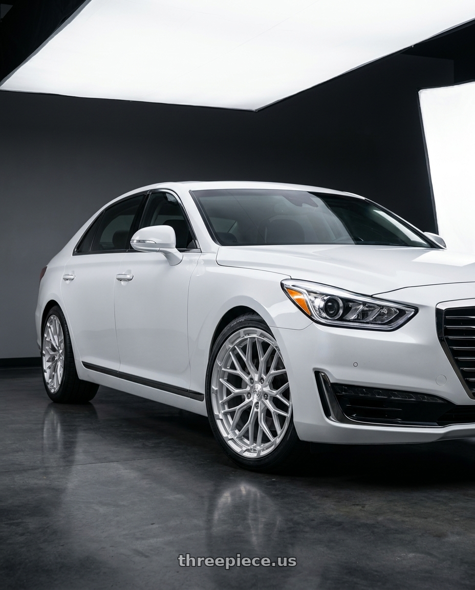 2018 genesis g90 ultimate with DOLCE PERFORMANCE MAGARI 5x114.3 20x10.5 +40 Gloss Silver wheels