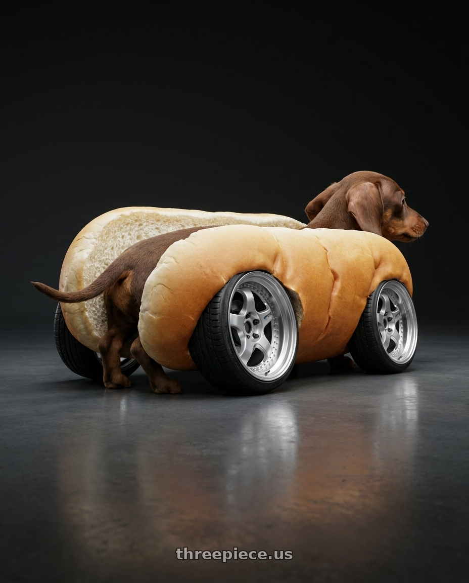 1999 Hot Hot Doggy with Work Meister S1 3P 5x114.3 19x10+10 O Disk Silver wheels rear three quarter view slight stretch tires