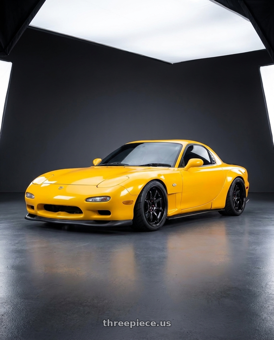 1993 Mazda RX7 with Advan Racing RZ-DF2 5x114.3 19x10.5 +15 RACING TITANIUM BLACK wheels